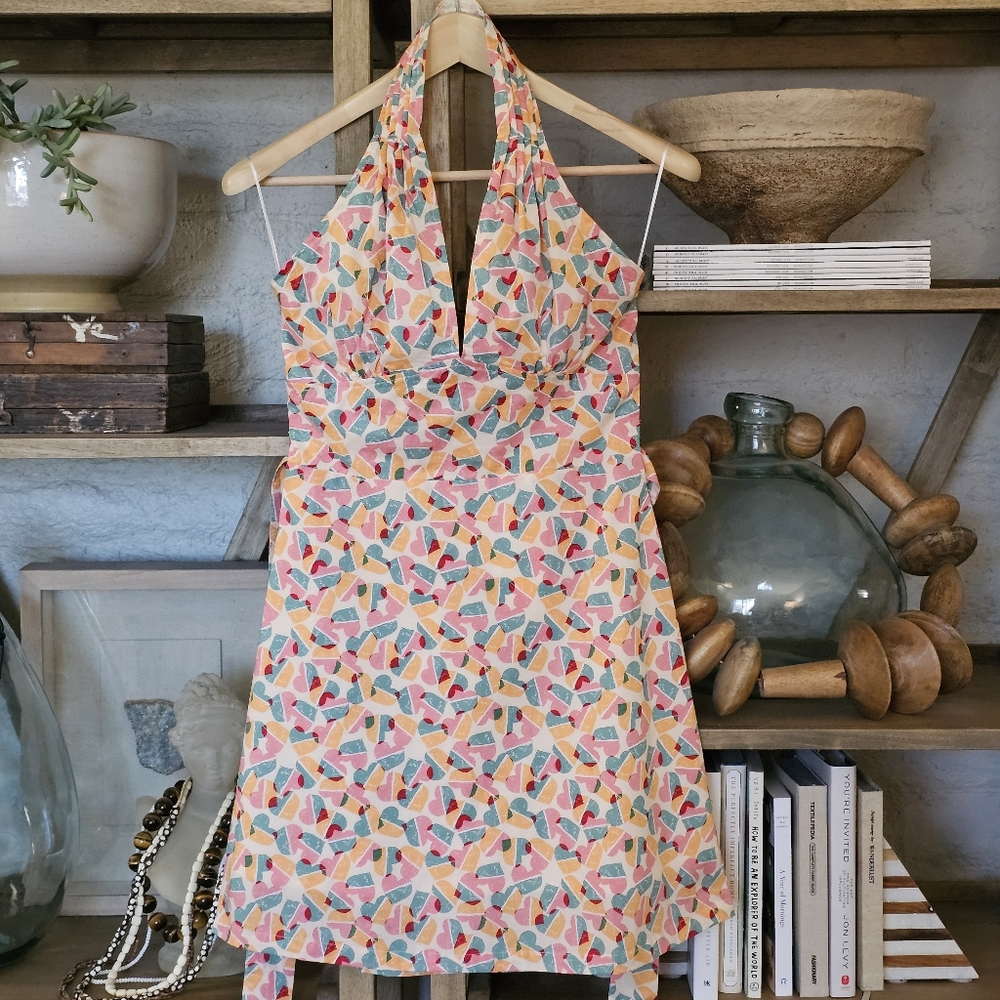 Lili Sidonio Cotton Printed A-line Halter Mini Dress XS/S NWT